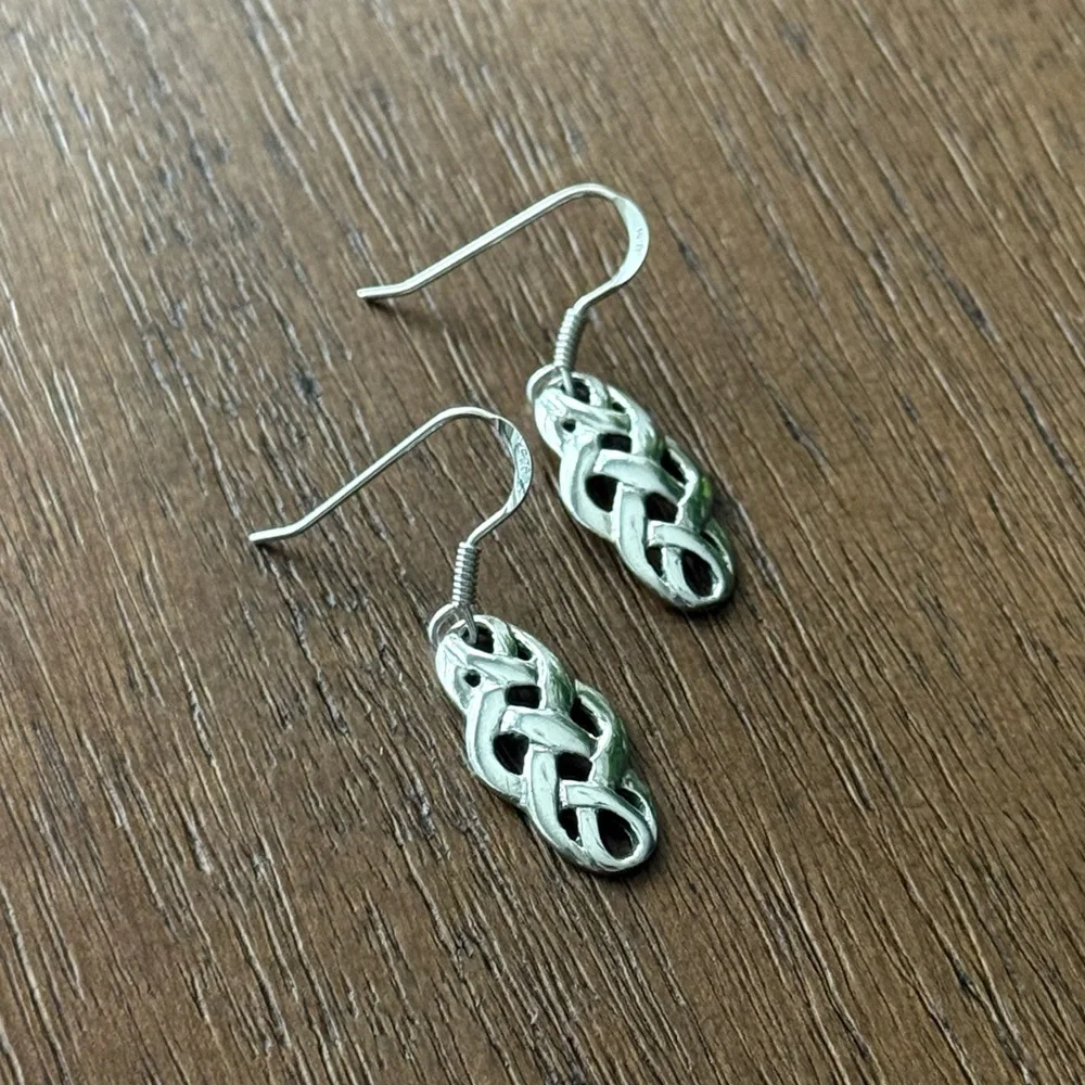 NWT 925 Sterling Silver Celtic Dangle Drop Earrings! Hypoallergenic! NEW! - Picture 4 of 7